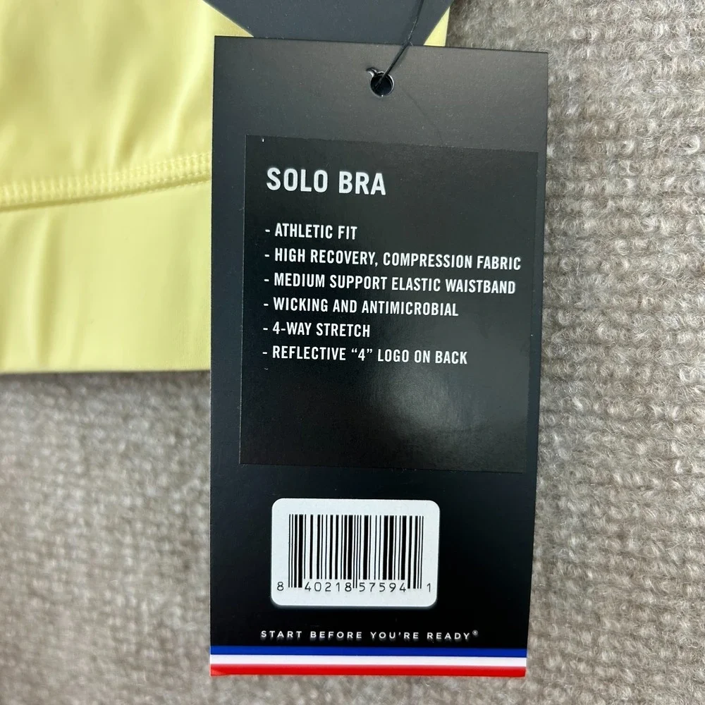 Fourlaps Solo Sports Bra Womens Small‎ Yellow Nylon Stretch One Shoulder Yoga